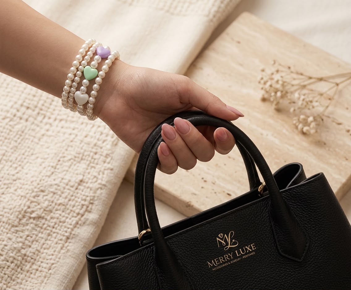 Elegant Faux Pearl & Pastel Charm Bracelet Set