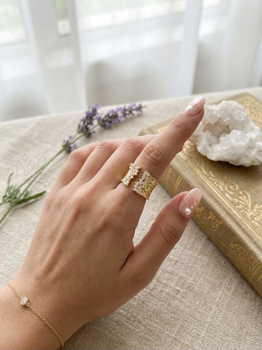 Elegant Gold Pave Diamond Split-Band RingProduct