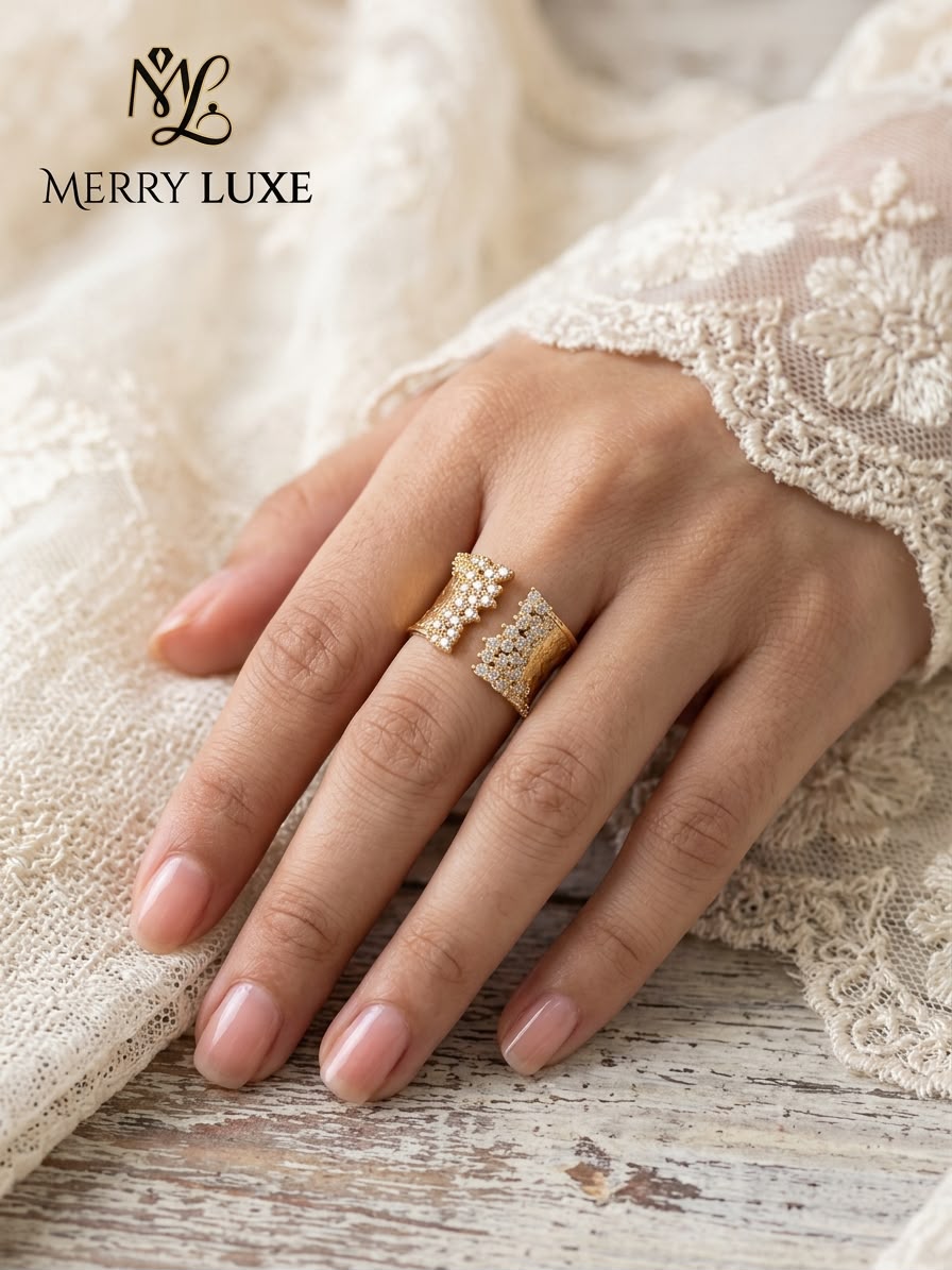 Elegant Gold Pave Diamond Split-Band RingProduct